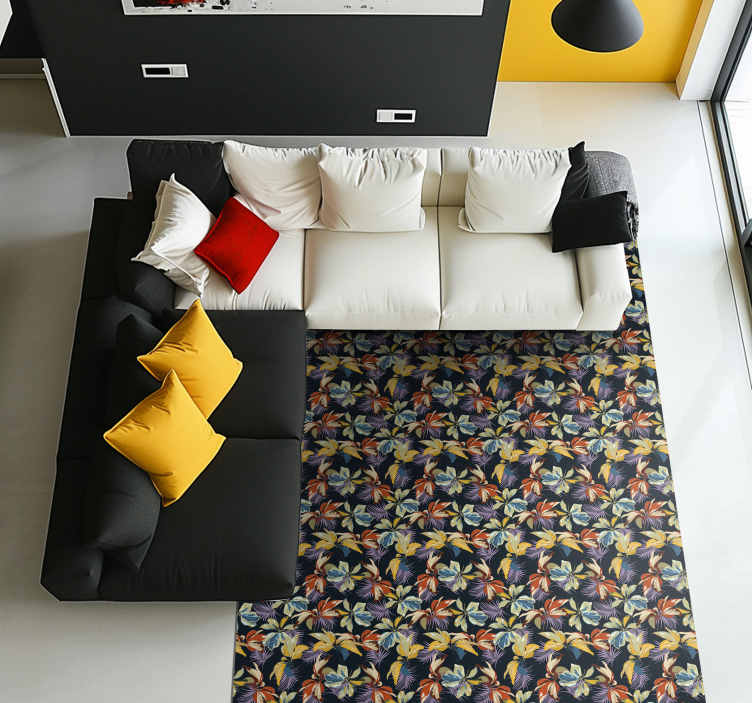 Tropical Botanical flower vinyl rug - TenStickers