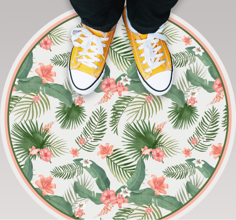 Tropical Botanicals floral vinyl rug - TenStickers