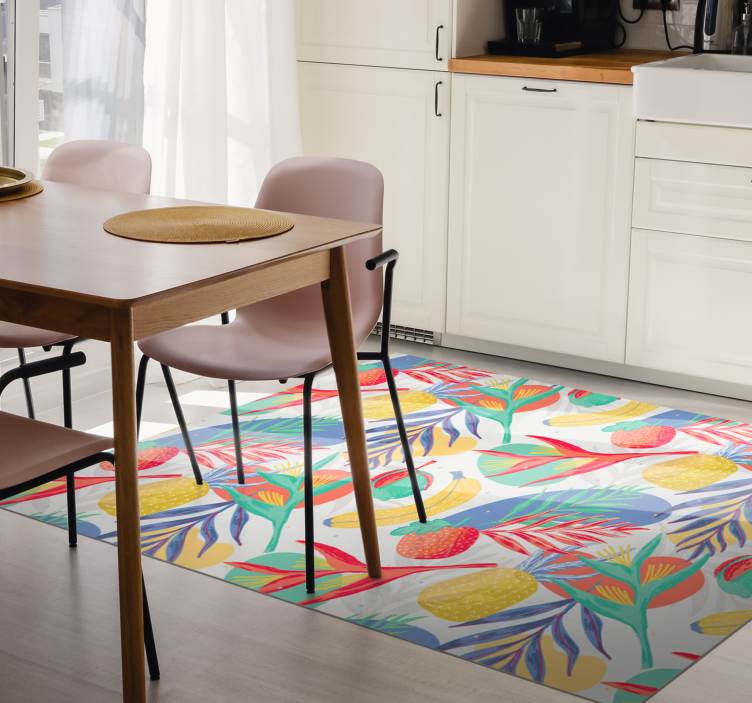 Tropical Delight Pattern flower vinyl rug - TenStickers