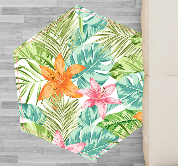 Tropical fines leafes floral rug - TenStickers