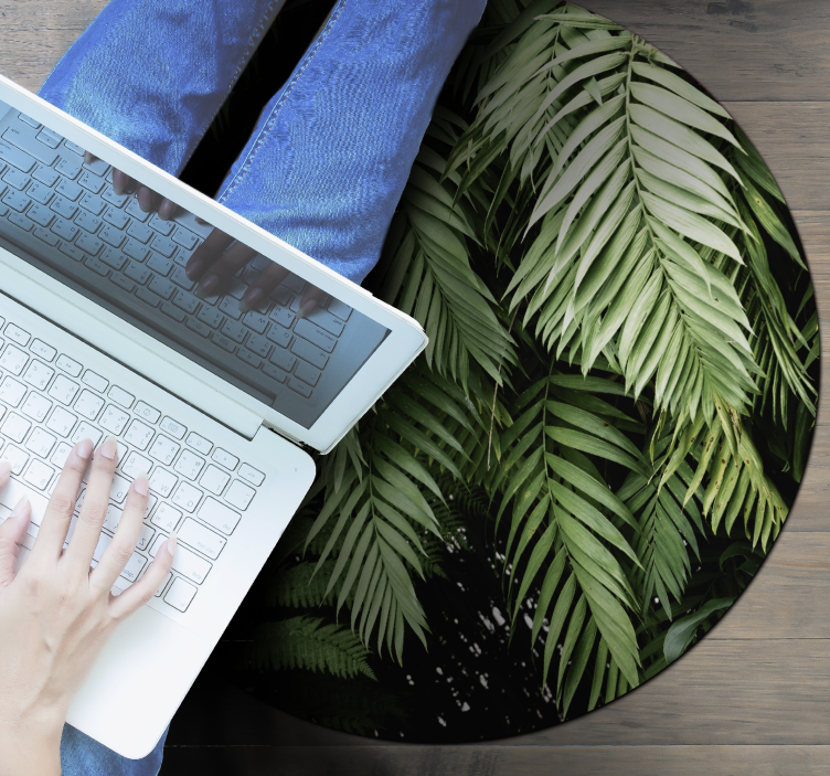 Tropical Foliage Circle flower vinyl rug - TenStickers