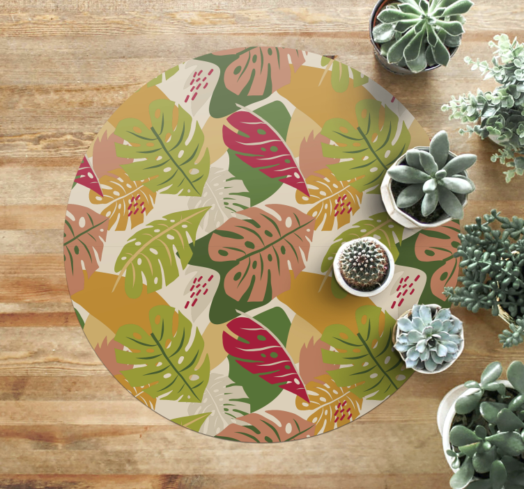 Tropical foliage pattern floral vinyl rug - TenStickers