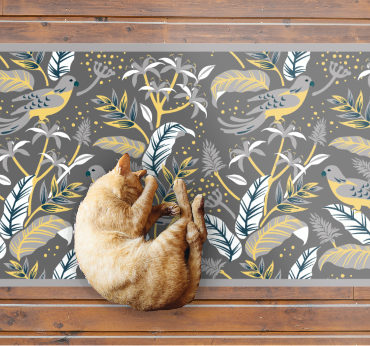 Tropical Greenery Print flower vinyl rug - TenStickers
