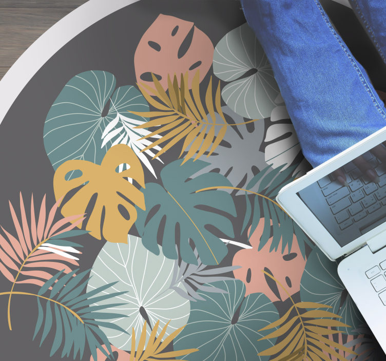 Tropical leaf floral vinyl rug - TenStickers