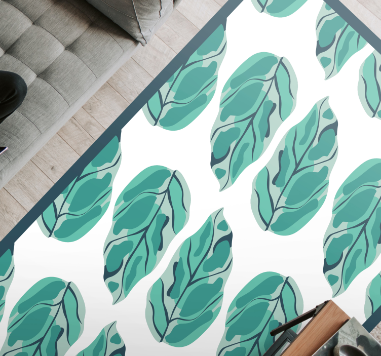 Turquoise leaves nature vinyl rug - TenStickers