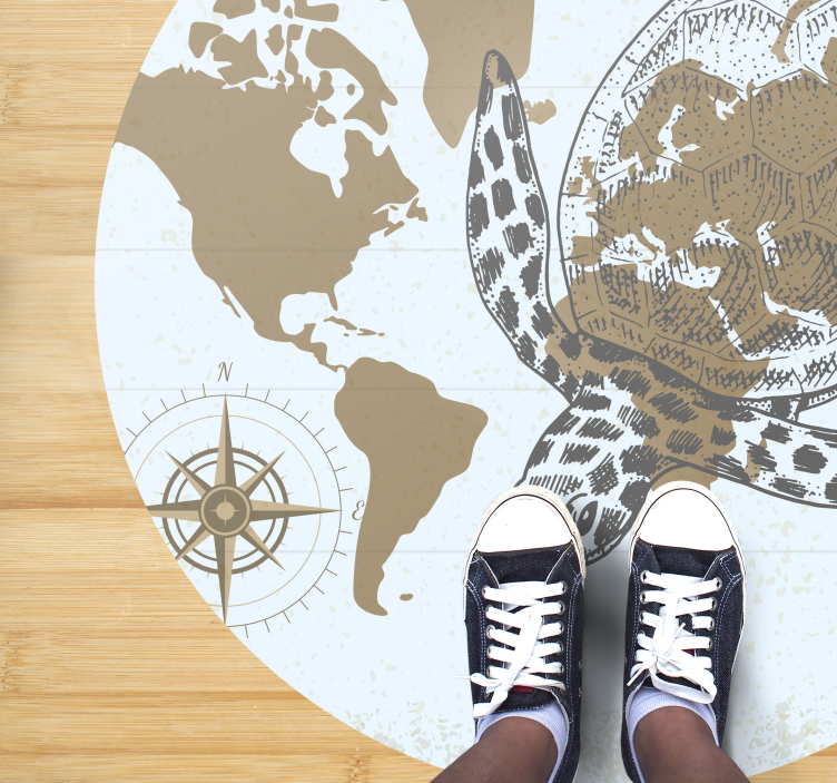 Turtle map  animal vinyl rug - TenStickers