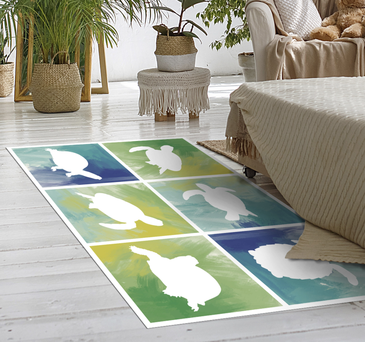 Turtle Silhouette Mosaic animal vinyl rug - TenStickers
