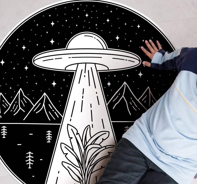 UFO in the night teen vinyl rug - TenStickers