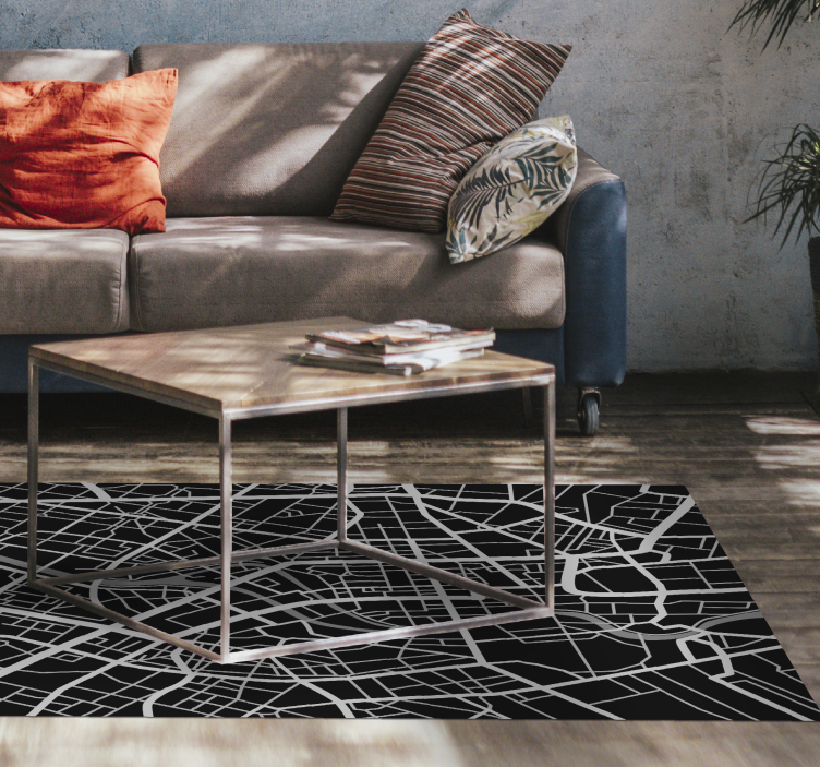 Urban Map Detail world map vinyl rug - TenStickers