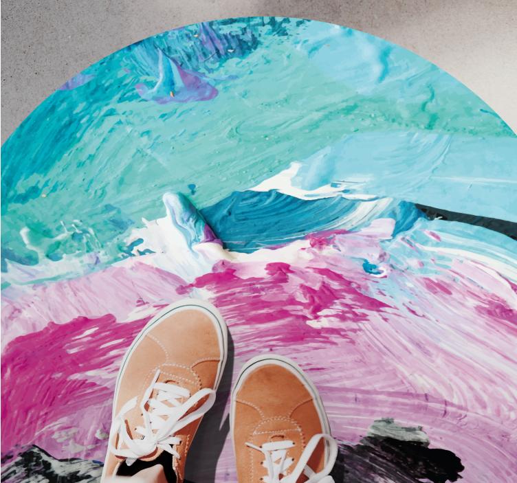 Vibrant abstract twirl vinyl rug - TenStickers