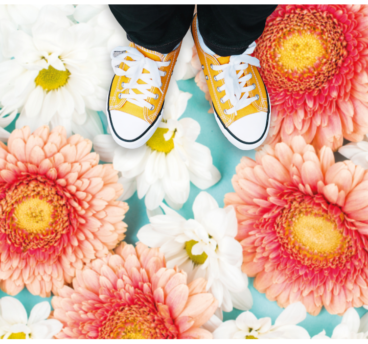 Vibrant blossom flower vinyl rug - TenStickers