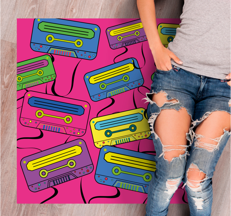 Vibrant Cassette Tapes teenager vinyl rug - TenStickers