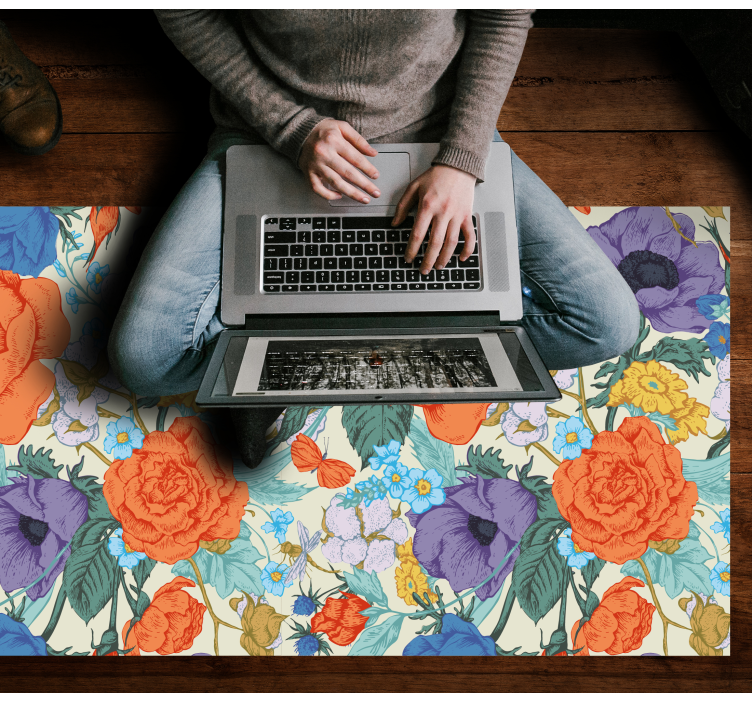 Vibrant Floral Composition flower vinyl rug - TenStickers