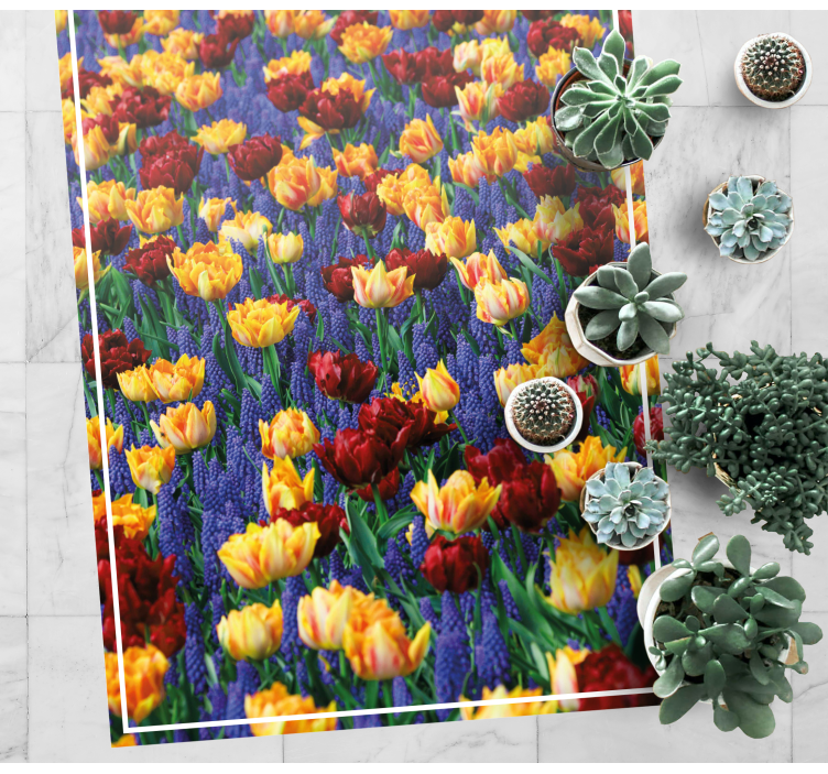 Tulip garden design flower vinyl rug - TenStickers