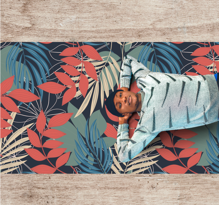 Vibrant Leaf Pattern flower vinyl rug - TenStickers