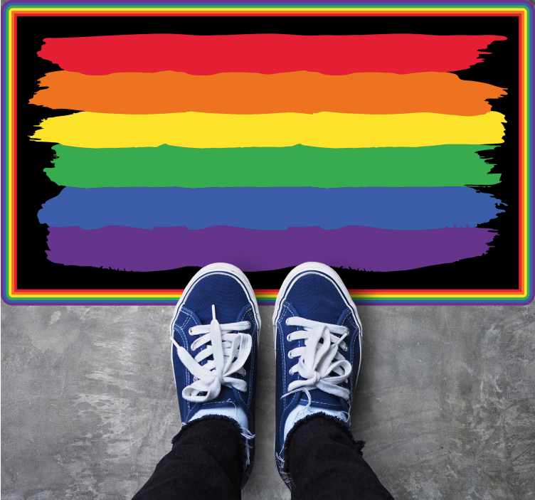 Vibrant Rainbow Lines stripes vinyl rug - TenStickers