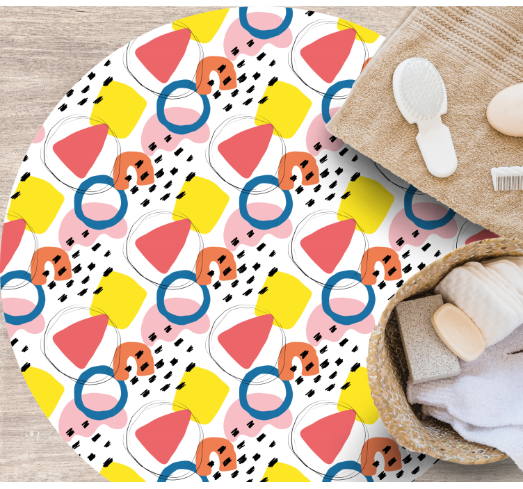Vibrant Shape Arrangements minimalist vinyl rug - TenStickers