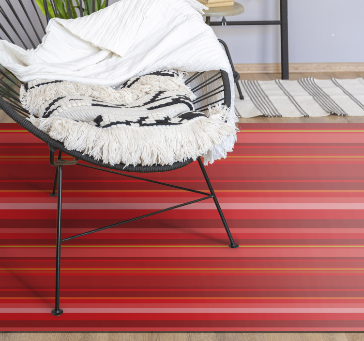 Vibrant red pattern stripes vinyl rug - TenStickers