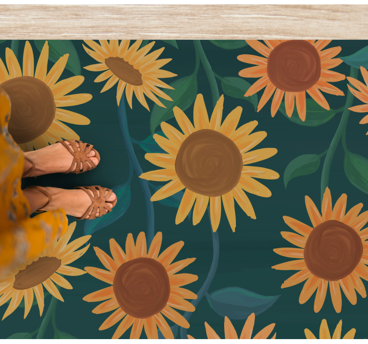 Vintage sunflower pattern flower vinyl rug - TenStickers