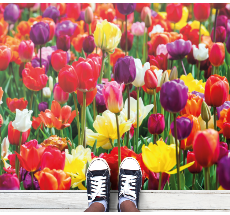 Vibrant Tulip Arrangement flower vinyl rug - TenStickers