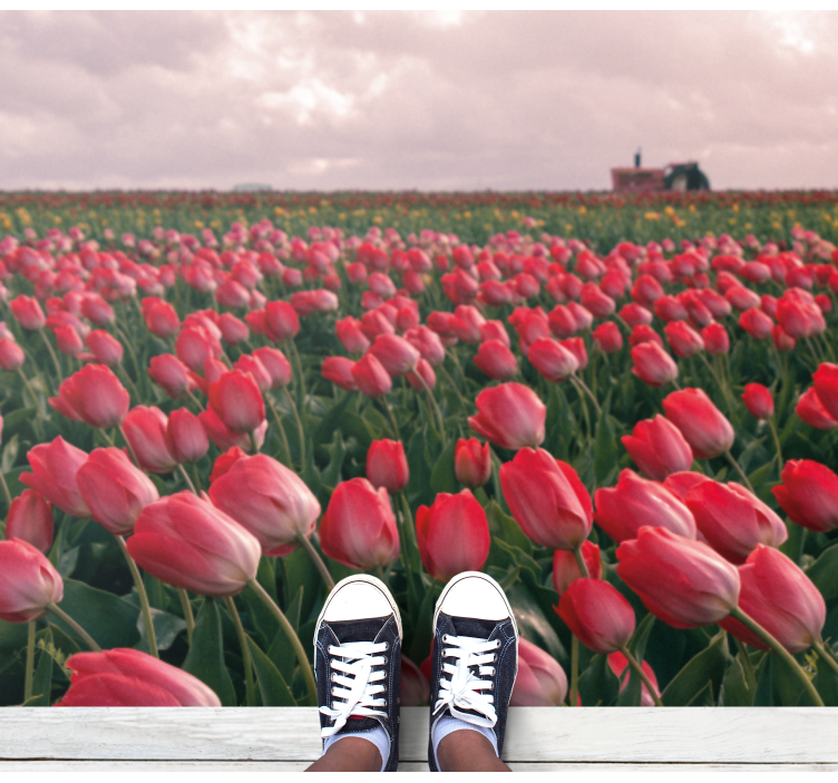 Vibrant Tulip Field nature vinyl rug - TenStickers
