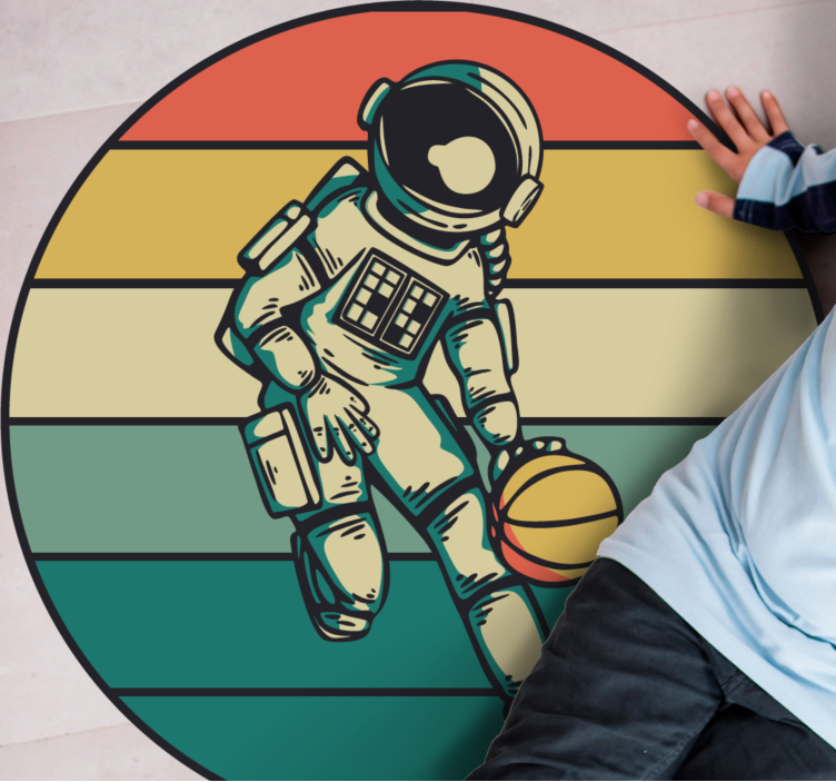 Vintage basketball astronaut  bedroom rug - TenStickers
