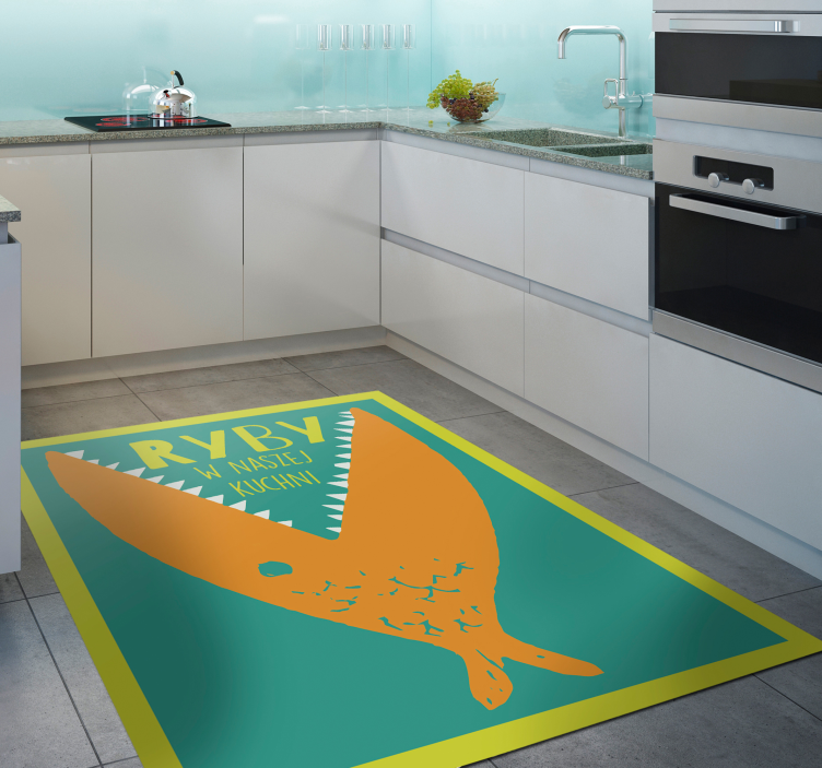 Vintage Fish Kitchen vinyl rug - TenStickers