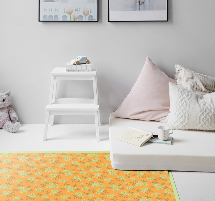 Vintage flowers yellow colour floral rug - TenStickers