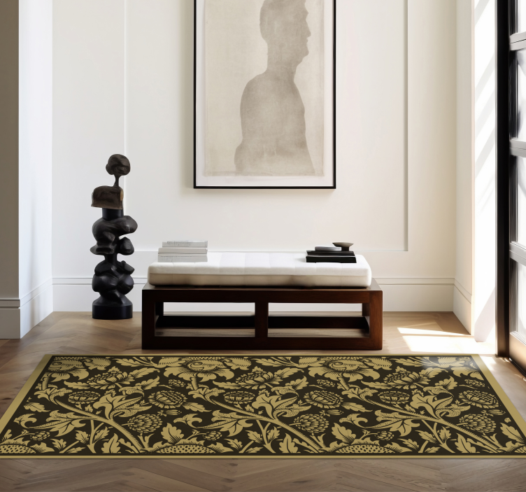 Botanical Pattern Accent flower vinyl rug - TenStickers