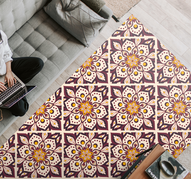 Vintage mandala pattern mandala vinyl rug - TenStickers