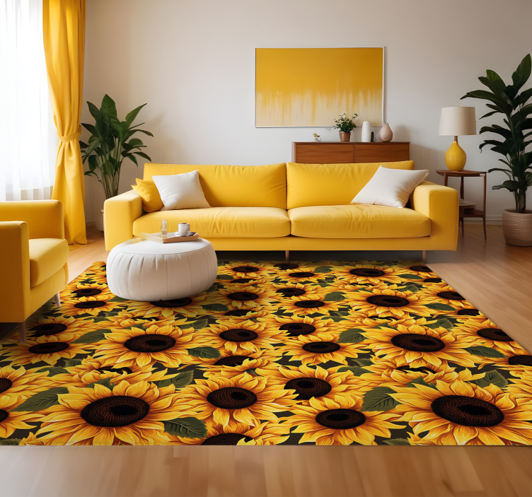 Vintage sunflower design yellow vinyl rug - TenStickers