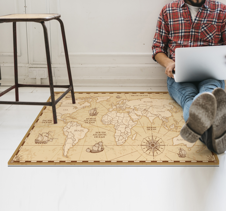 Amazing vintage world map vinyl rug - TenStickers