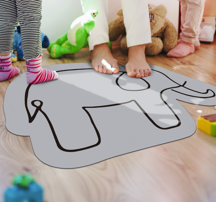 elephant sketch animal rug - TenStickers