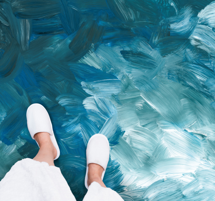 Vinyl rug in oceanic brush strokes design - TenStickers