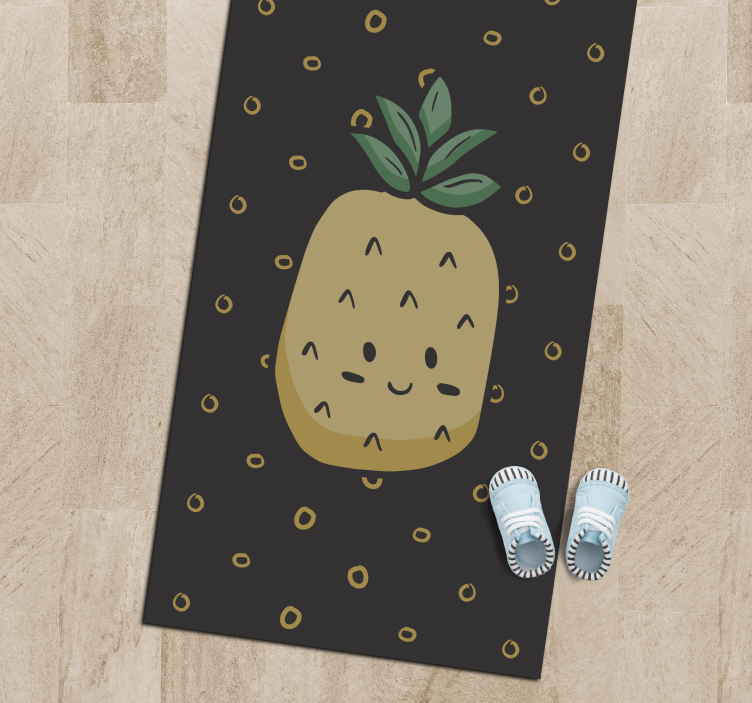 Vinyl rug pineapple with leaves floral rug - TenStickers