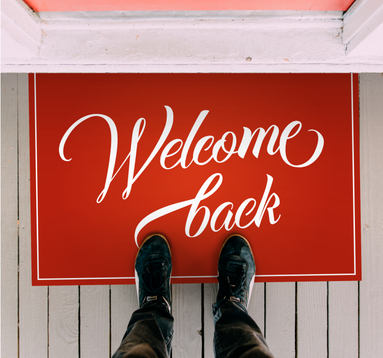 Warm welcome back text custom vinyl rug - TenStickers