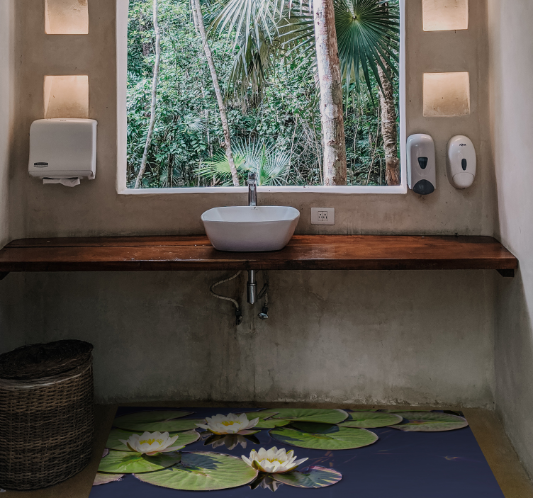 Water Lily Emblem flower vinyl rug - TenStickers