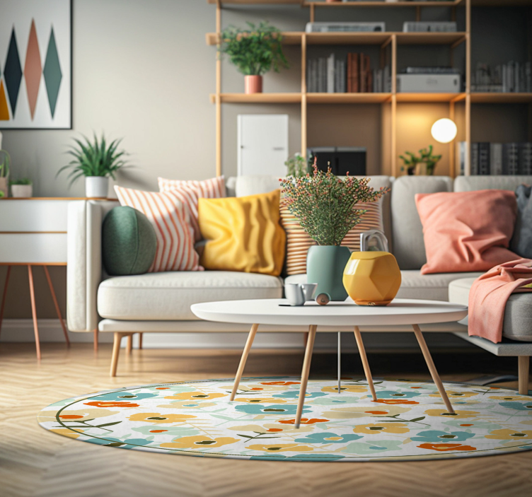 Watercolor Flowers nature vinyl rug - TenStickers