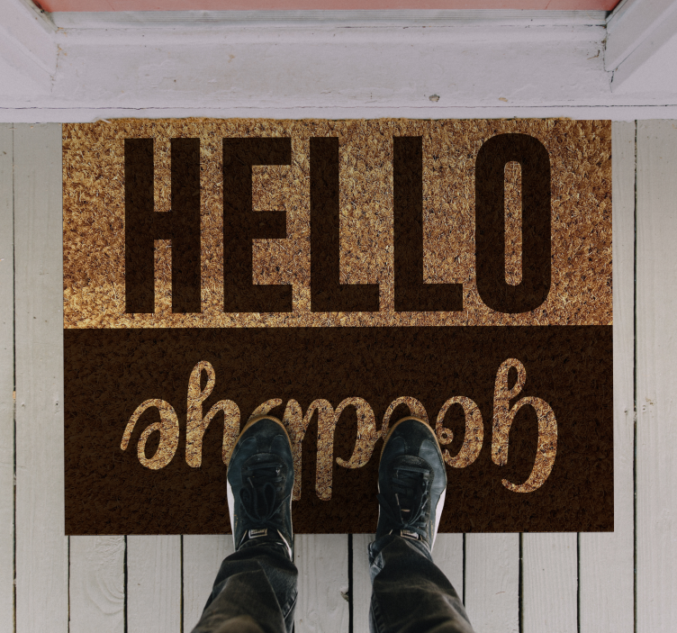 Welcome mat hello goodbye entrance hall tiles - TenStickers