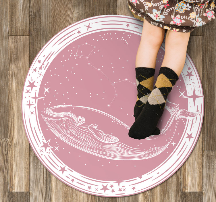 Whale Constellation Circle star vinyl rug - TenStickers