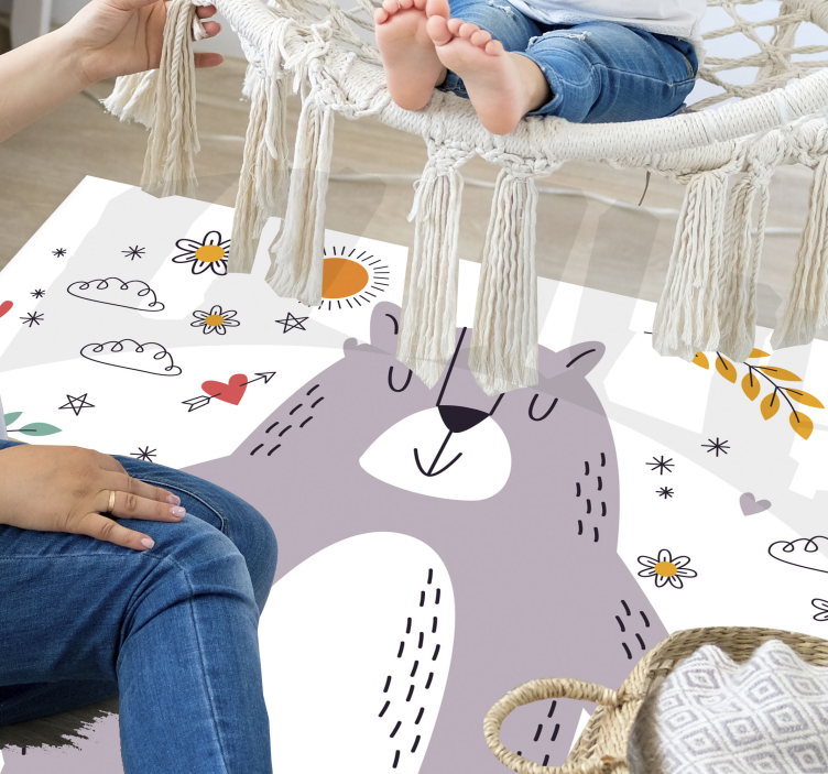Whimsical Bear Illustration kids vinyl rug - TenStickers