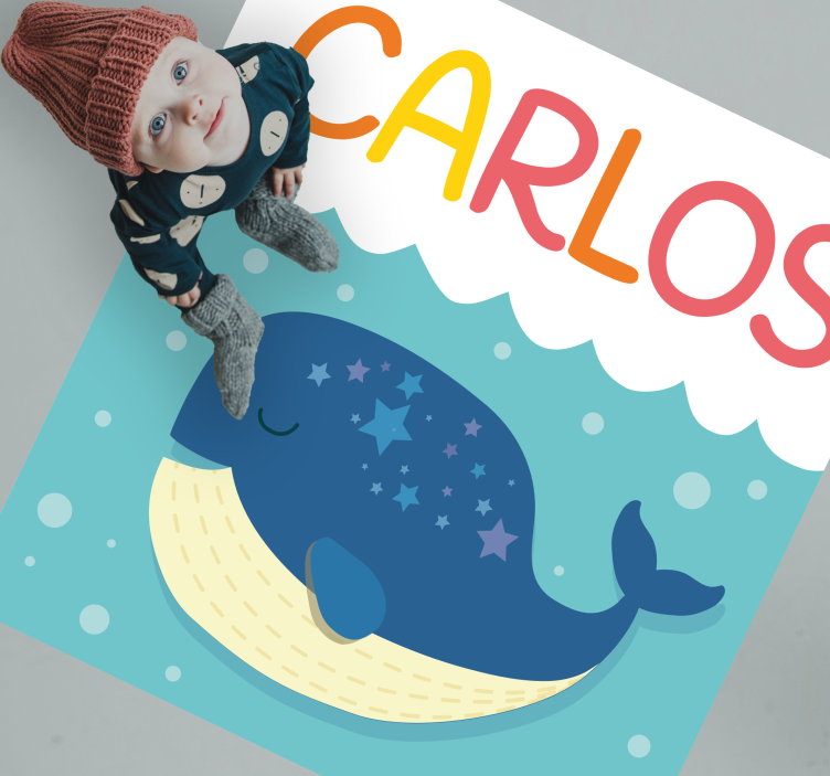 Whimsical Whale Scene custom vinyl rug - TenStickers