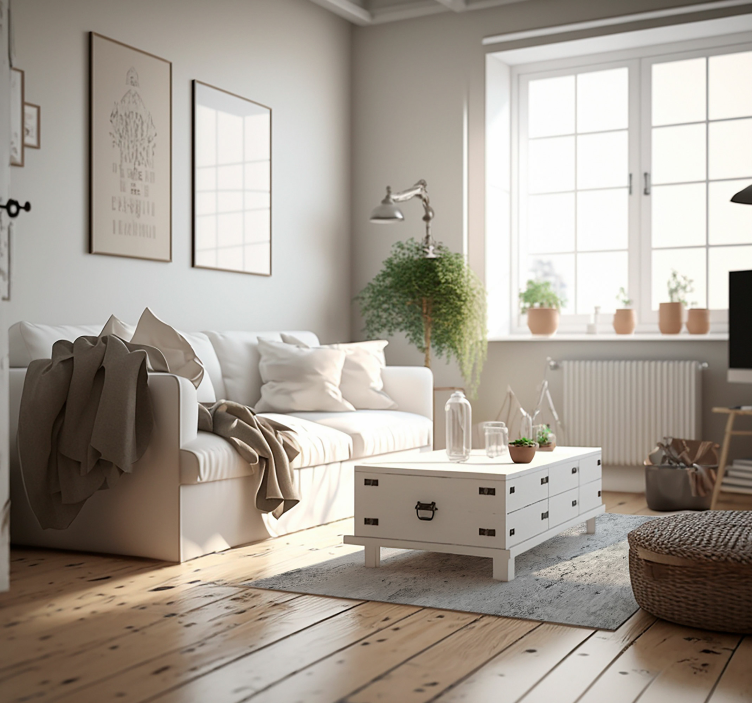 Stunning white cement vinyl rug - TenStickers