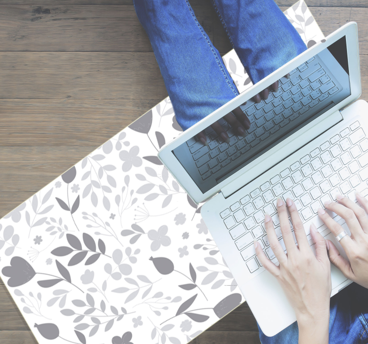 White grey pattern vinyl rug modern rug - TenStickers