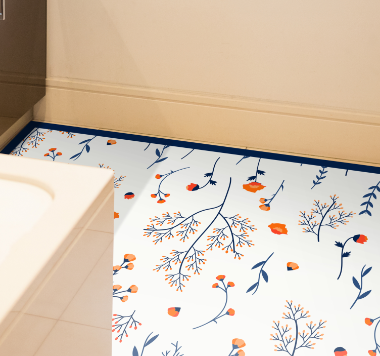 Wild flower pattern kitchen floor tiles - TenStickers