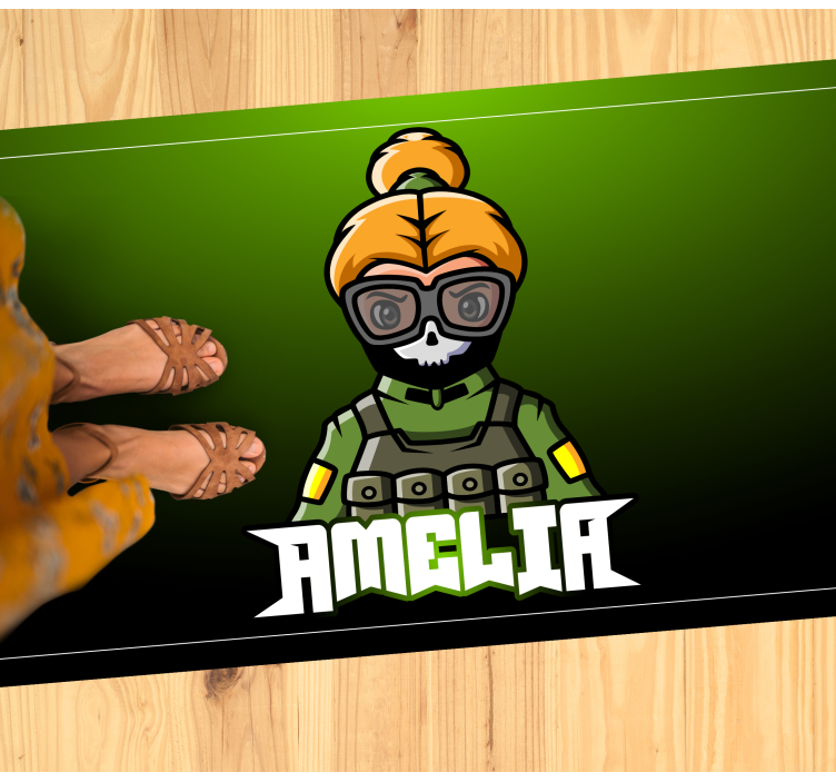 Woman soldier with name teenager vinyl rug - TenStickers