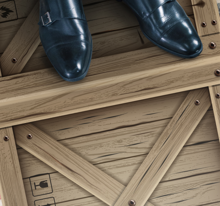 Wooden Crate Illusion wood vinyl rug - TenStickers