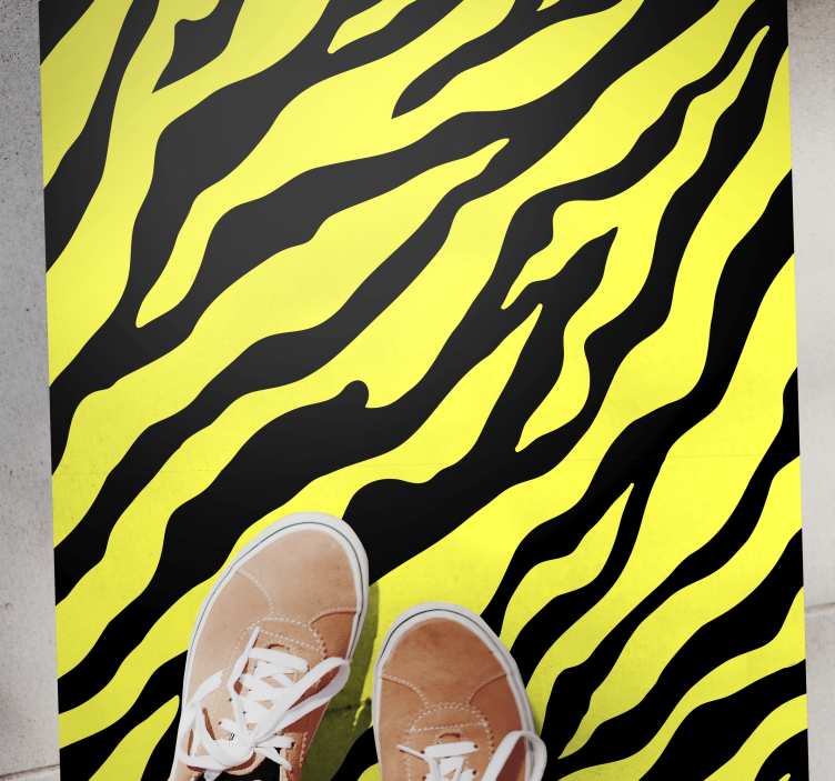 Yellow Zebra print vinyl rug - TenStickers