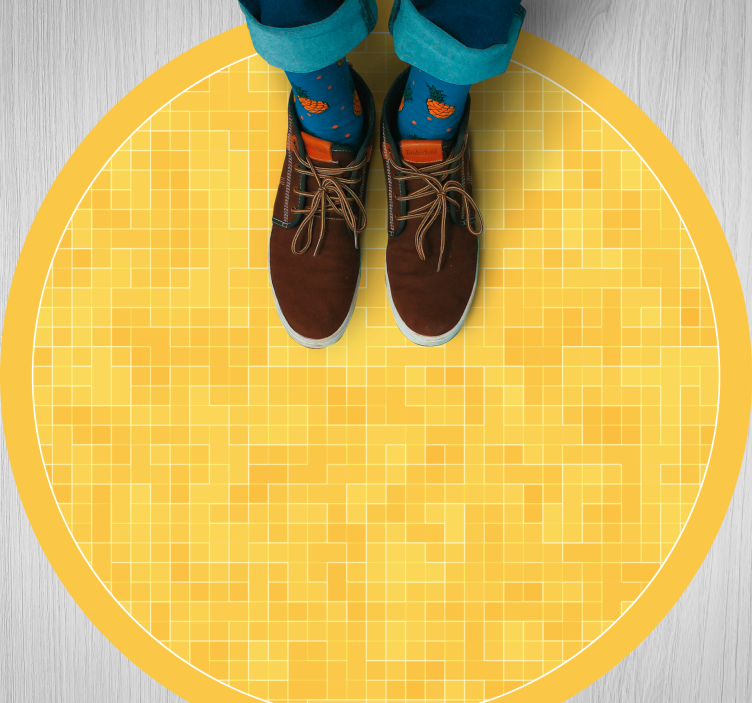 Yellow Mosaic Pattern geometric vinyl rug - TenStickers