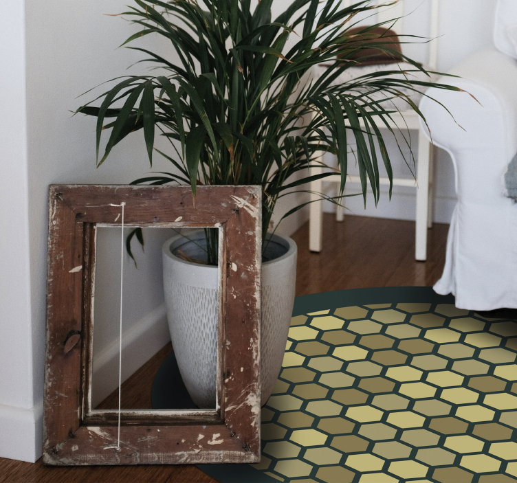 Yellow stones in green concrete modern rug - TenStickers